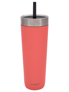 Thermal mug with straw Luxe Tumbler 720 ml - Coral