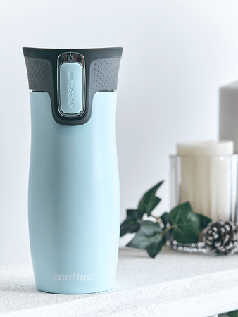 Thermal mug Contigo West Loop 2.0 with custom inscription - engraved - Iced aqua