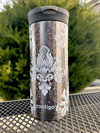 Mug thermique Contigo Huron 470 ml - Arabesca White - Gunnmetal