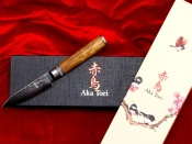 Aka Tori Damaszener-Spickmesser 3,5" mit Gravur - Kyoto Olive