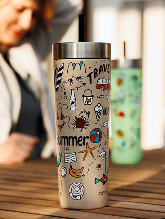 Thermal mug with straw Contigo Luxe Tumbler 720 ml - Summer - Brown Sugar