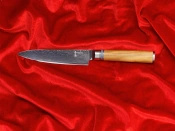 Aka Tori Engraved Damascus Steel 5" Utility Knife - Kyoto Olive