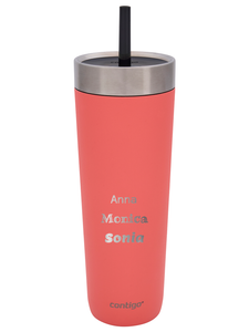 Mug thermique avec paille Luxe Tumbler 720ml avec gravure - Coral