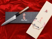 Aka Tori Engraved Damascus Steel 5" Utility Knife - Tokyo Hammer