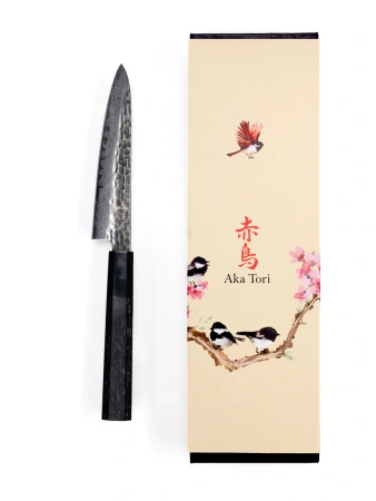 Aka Tori Damaszener-Allzweckmesser 5" mit Gravur - Tokyo Black