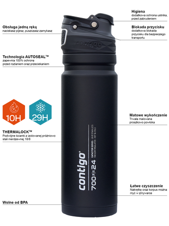 Termo con boquilla Free Flow Contigo 700ml - Negro