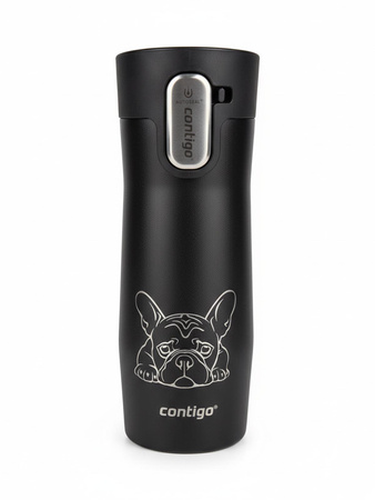 Contigo West Loop 3.0 Thermobecher 470ml - Französische Bulldogge - Matt Schwarz