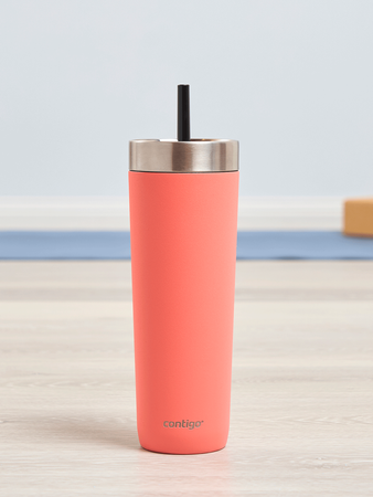 Mug thermique avec paille Luxe Tumbler 720ml avec gravure - Coral