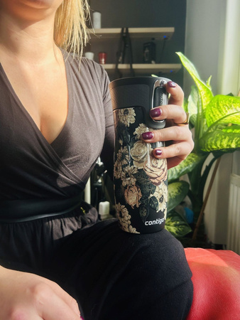 Taza térmica Contigo West Loop 2.0 470 ml - Glamour Flores - Negro