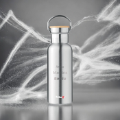 Dr.Bacty Iris 500 ml Thermoflasche - silber - personalisiert mit Gravur