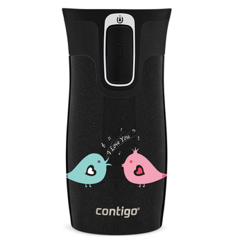 Contigo West Loop Mini Mug Thermique 300ml - L'amour des oiseaux - Noir Métallique