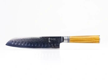 Aka Tori Damaszener-Santokumesser 7" mit Gravur - Kyoto Olive