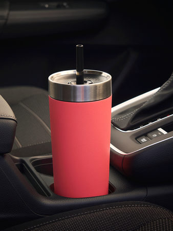 Thermal mug with straw Luxe Tumbler 720 ml with engraving - Coral