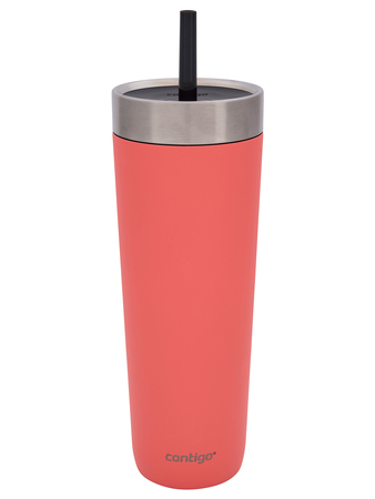 Thermal mug with straw Luxe Tumbler 720 ml with engraving - Coral