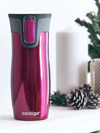 Thermal mug Contigo West Loop 2.0 with custom inscription-engraved - Raspberry