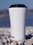 Tasse à café isotherme Dr.Bacty Apollo 2.0 - 360 ml - Blanc brillant - Avec votre gravure