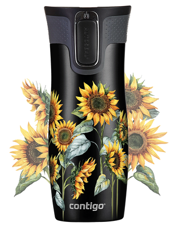 Mug isotherme Contigo West Loop 2.0 470 ml - Tournesols - Noir