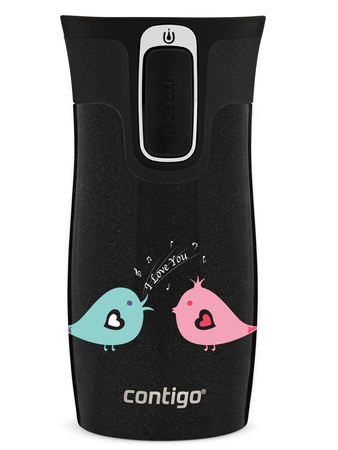 Taza térmica Contigo West Loop Mini 300ml - Amor de pájaro - Negro Metálico