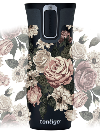 Taza térmica Contigo West Loop 2.0 470 ml - Glamour Flores - Negro