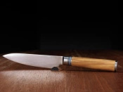 Aka Tori Engraved Damascus Steel 5" Utility Knife - Kyoto Olive