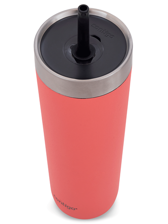 Mug thermique avec paille Luxe Tumbler 720ml avec gravure - Coral