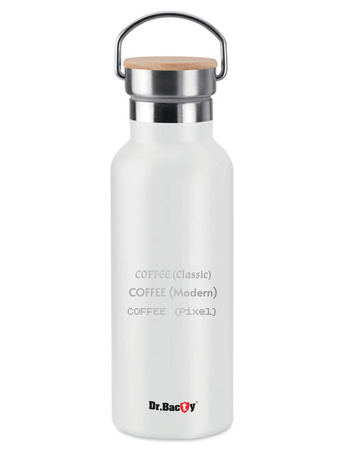 Dr.Bacty Iris 500 ml Thermoflasche - weiß - personalisiert mit Gravur