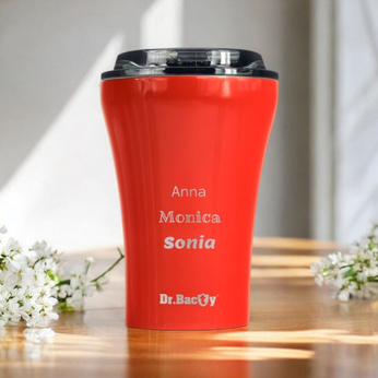 Kubek termiczny do kawy z powłoką ceramiczną Dr.Bacty Apollo - 227 ml - czerwony - Z twoim grawerem