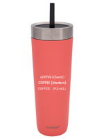 Taza térmica con paja  Luxe Tumbler 720ml con grabado - Coral
