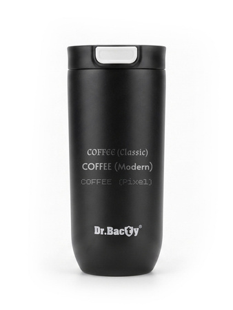 Taza térmica con grabado Dr.Bacty Atlas, 540 ml - negra