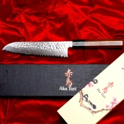 Aka Tori Engraved Damascus Steel 7" Santoku Knife - Tokyo Hammer