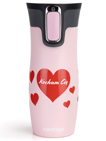 Taza térmica Contigo West Loop Hearts 470 ml - Rosa Mate.